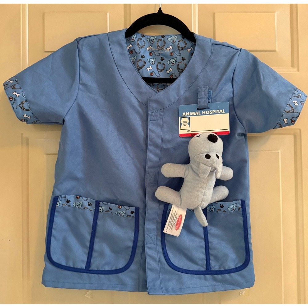 Melissa & Doug Kids Vet Costume Dress Up Role Play Set Blue Scrubs Halloween